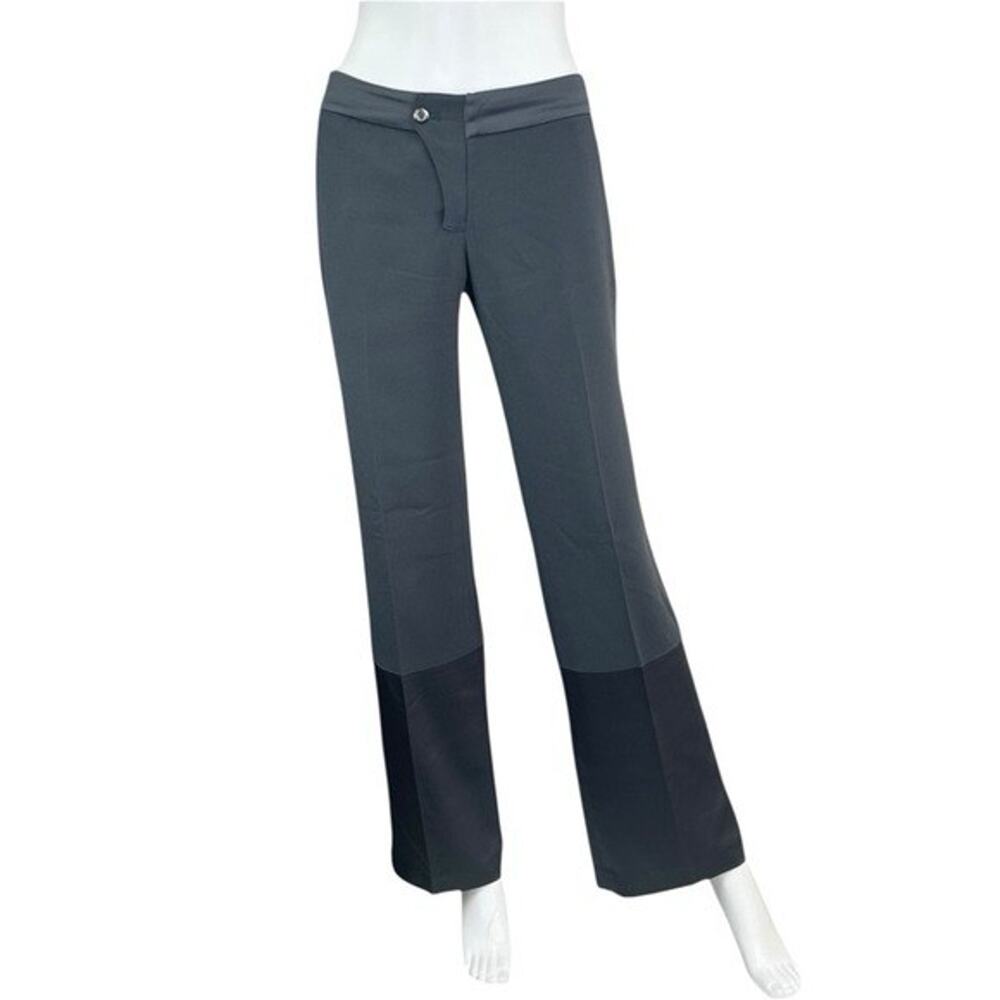 Anthropolgie LEIFSDOTTIR Wide Leg Dark Gray Satin Accent Hem Trouser Sz 12